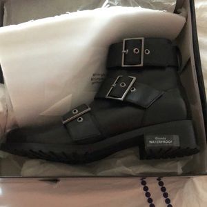 Blondo, black waterproof Moto ankle boot, size 10